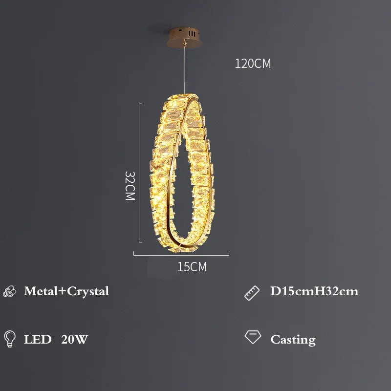 DecorBites™ Crystal LED Pendant Chandeliers for Luxury Living Room Decor