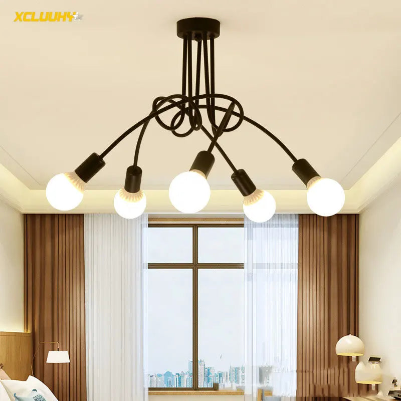 DecorBites™ Gold Black Sputnik Chandelier Pendant Light for Living Room Bedroom Farmhouse