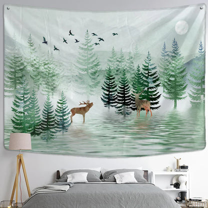 DecorBites™ Elk Tapestry Wall Hanging Mystical Starry Sky Home Decor