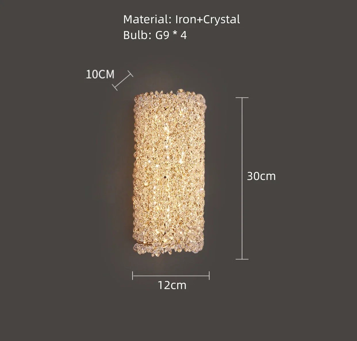 DecorBites™ Crystal Wall Lamp: Gold Metal, G9 Bulb, Adjustable Wire Drop, Elegant Lighting