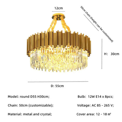 DecorBites™ Gold Crystal Chandelier: Modern Luxury LED Pendant Lights for Living, Dining, Bedroom Decor