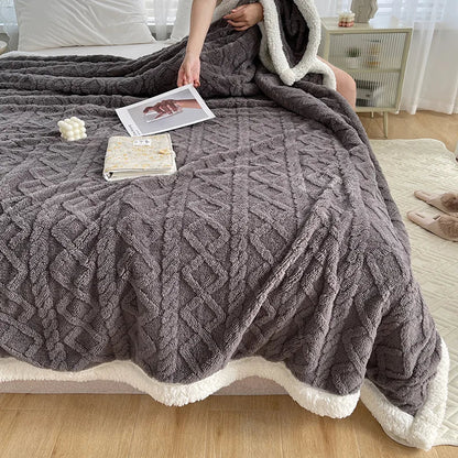 DecorBites™ Lambswool Coral Flannel Blanket for Home & Office - Cozy Sofa & Bed Cover