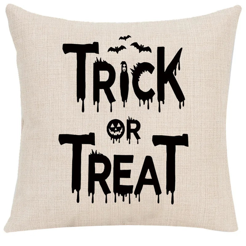 Linen Trick Treat Cushion Cover