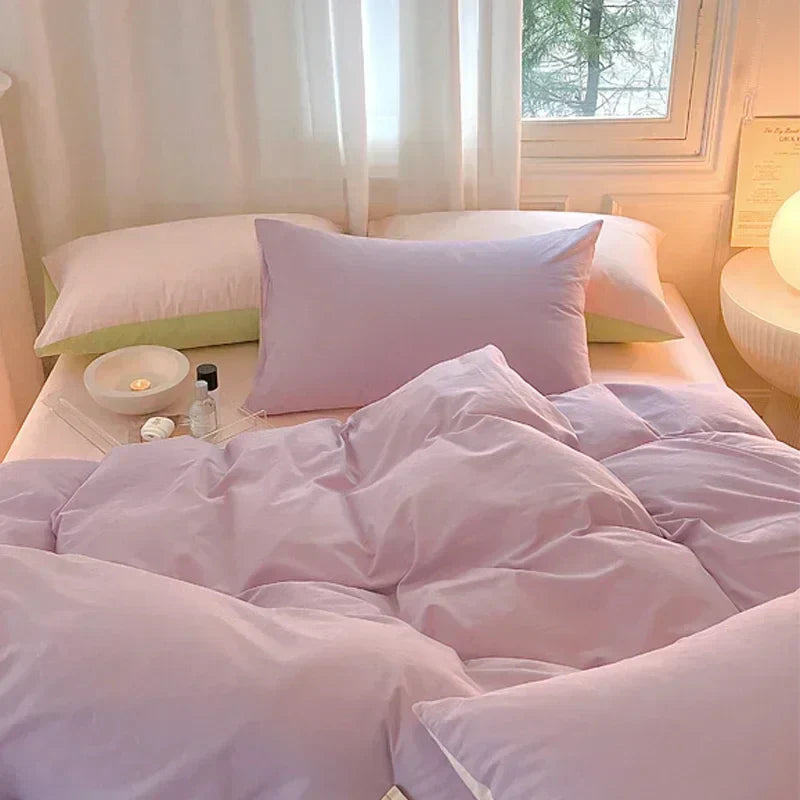 DecorBites™ Cotton Queen Bedding Set: Duvet Cover, Sheets, Quilt Cover, Pillow Covers -Soft & Comfortable