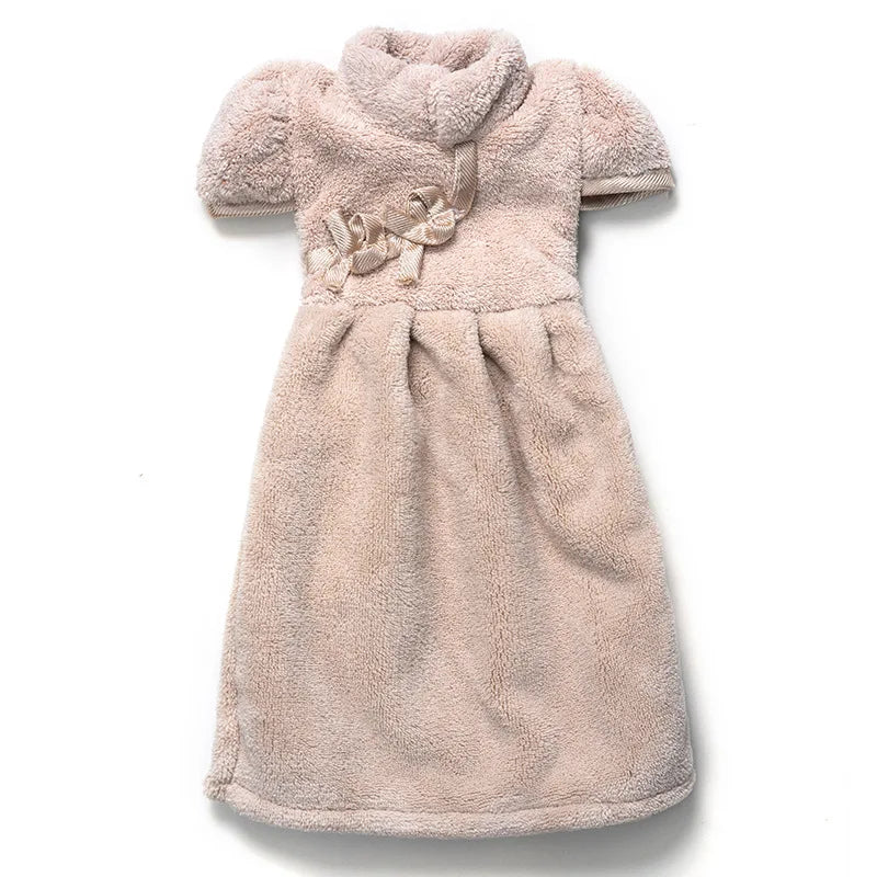 DecorBites™ Coral Fleece Cheongsam Hand Towel: Soft, Absorbent, Quick-Drying For Household & Wall Mount
