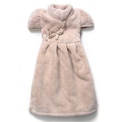 DecorBites™ Coral Fleece Cheongsam Hand Towel: Soft, Absorbent, Quick-Drying For Household & Wall Mount