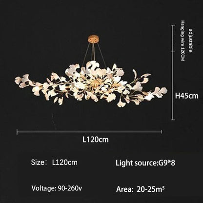 DecorBites™ Ginkgo Branch Leaf LED Ceiling Chandelier - Modern Nordic Design for Home Decor