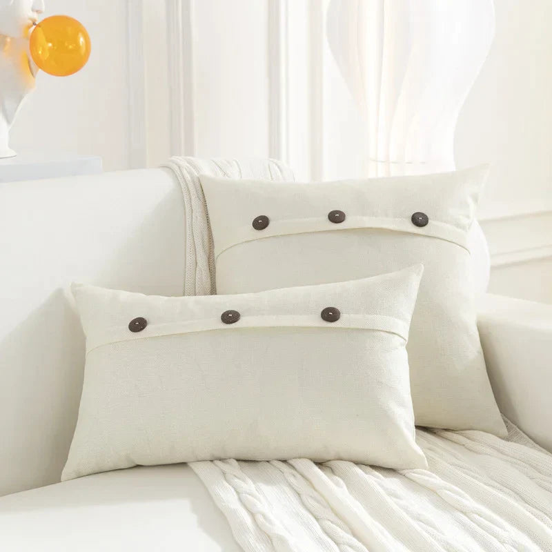 Linen Button Cushion Cover