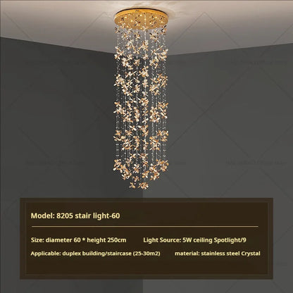 DecorBites™ Crystal Staircase Chandelier | Modern Elegant Loft Villa Lighting Fixture