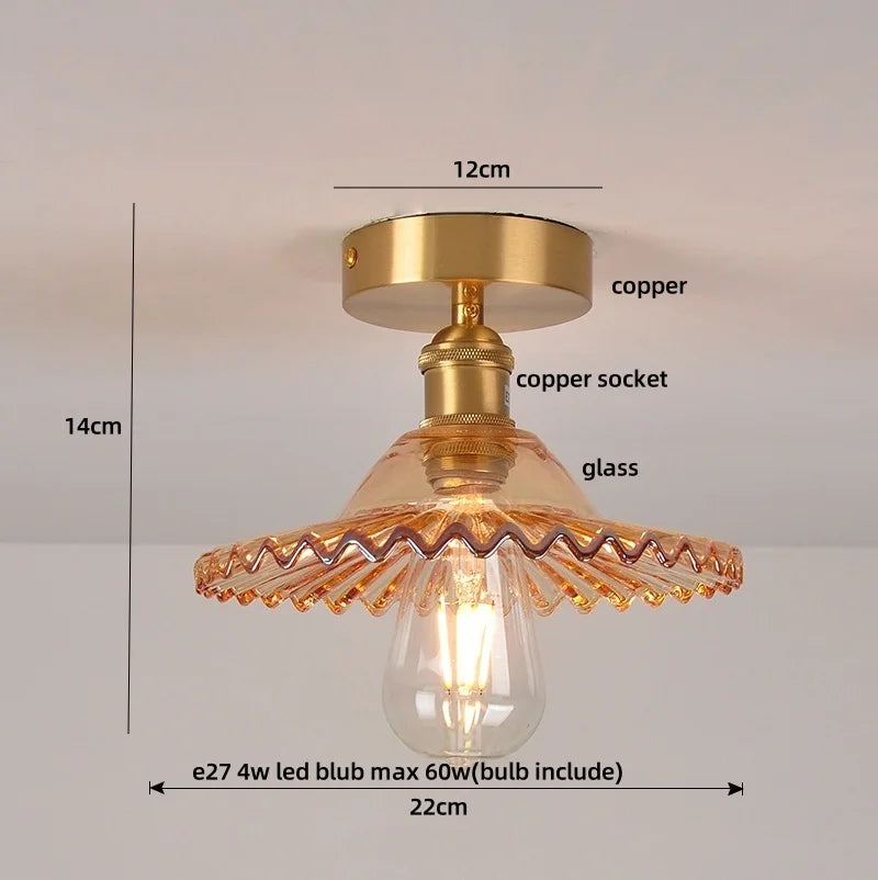 DecorBites™ Green Flower Glass LED Ceiling Light Fixture - Nordic Modern Design