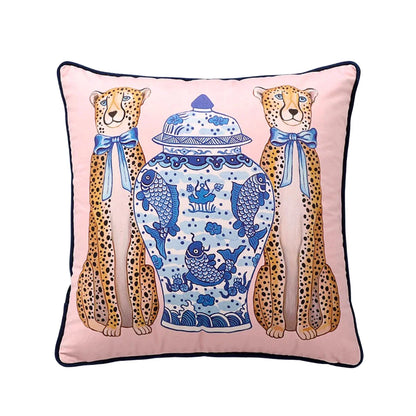 DecorBites™ Luxe Cheetah Halo Pillowcase: Decorative Tassel Cushion Cover GG Style