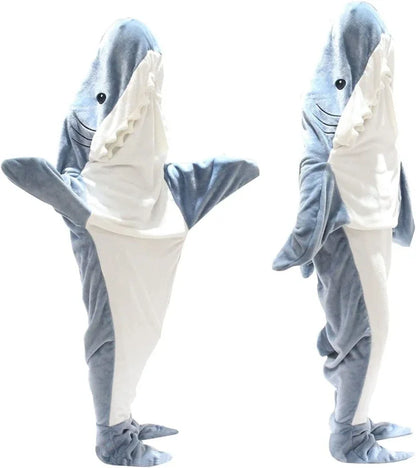 DecorBites™ Cozy Shark Blanket: Soft Flannel, Thicken, Warm Lap Sleeping Bag Pyjamas