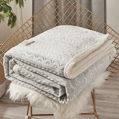 DecorBites™ Coral Fleece Flannel Blanket: Cozy Single/Queen Size Little Quilt - Winter Office/Dorm Warmth