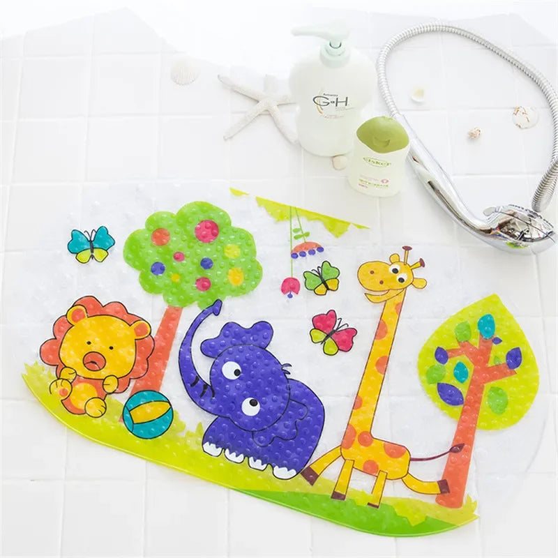 DecorBites™ Kids PVC Bathroom Mat with Suction Cups and Drainage in 12 Colors