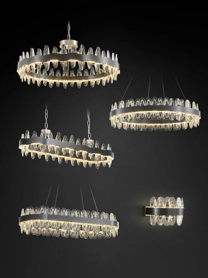 DecorBites™ Crystal LED Chandelier: Luxury Living Room Pendant Light with Modern Design
