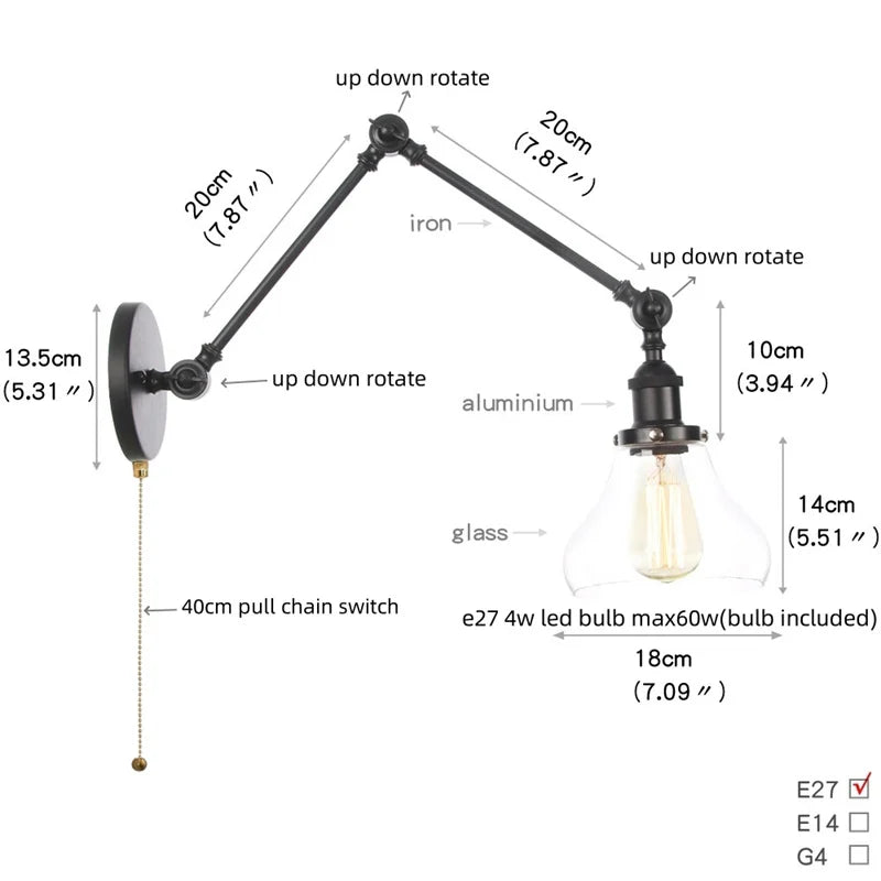 Iron Swing Arm Sconce