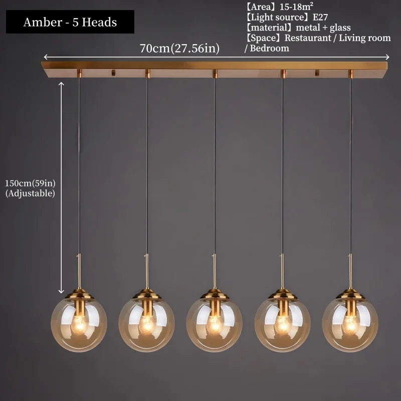 Nordic Glass Pendant Light With Polished Steel Finish