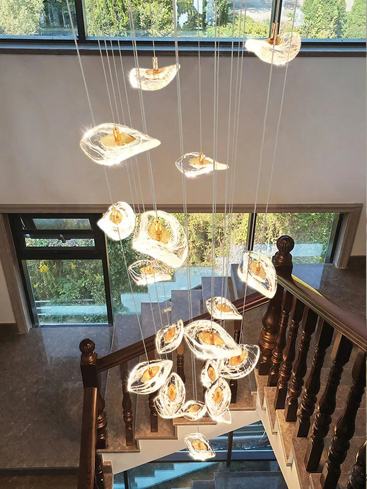 DecorBites™ Crystal Glass Staircase Chandelier: Modern Nordic Luxury Living Room Lighting
