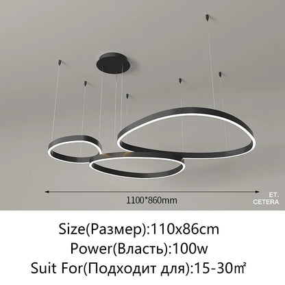 Modern White LED Ring Pendant Chandelier