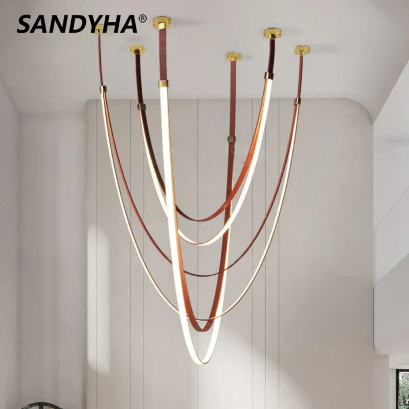 Gold Strip Chandelier