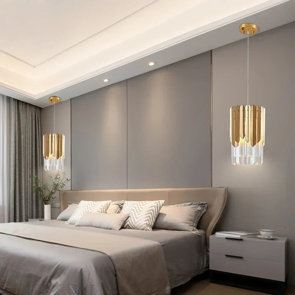 Gold Crystal LED Chandelier K9 3-Head Dia20cm