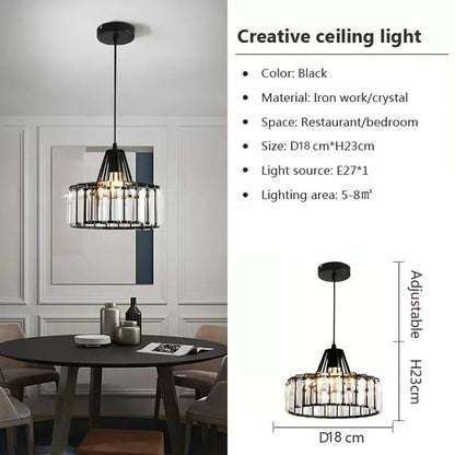 DecorBites™ Crystal LED Pendant Light: Retro Gold Lampshade for Living Room, Bedroom, Dining Room