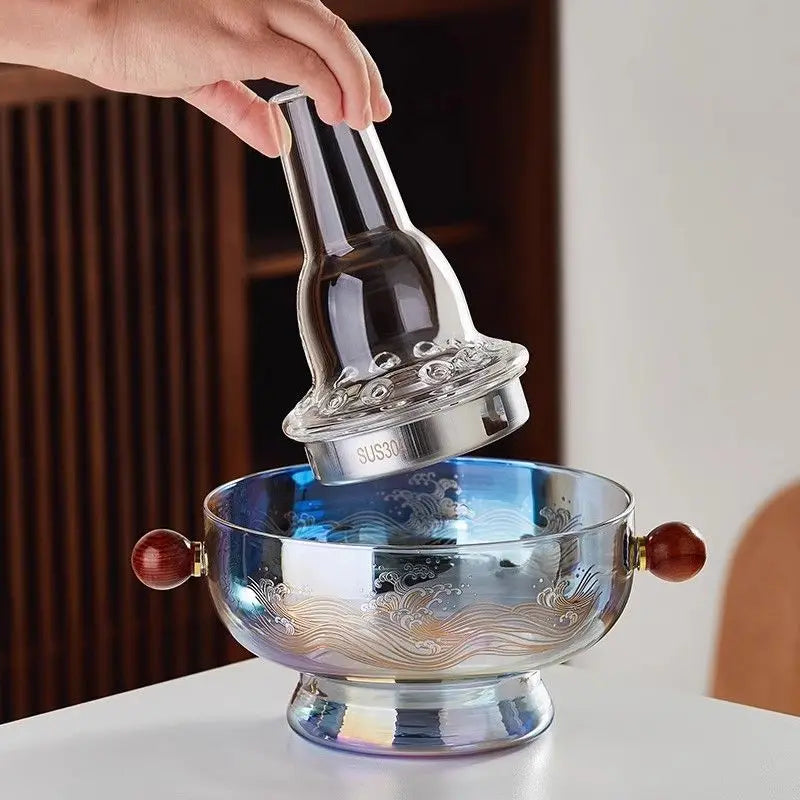 DecorBites™ Glass Hotpot: Thickened Heat-Resistant Crystal Pot for Home, Camping, Steaming & Boiling
