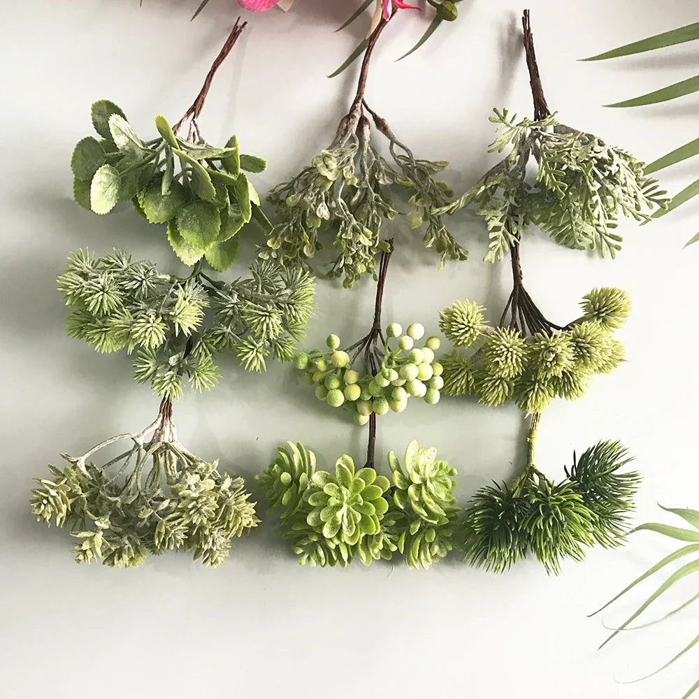 DecorBites™ Green Plant Flower Cherry Stamen Berries Bundle for DIY Decor and Gifts