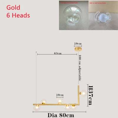 DecorBites™ Dual Glass Lamp Ceiling Chandelier LED Suspension Light for Dining and Kitchen
