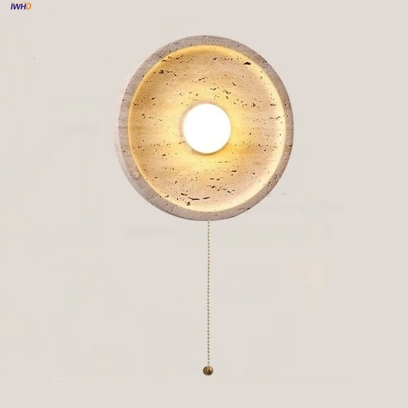 DecorBites™ LED Wall Lamp Pull Chain Yellow Stone Modern Mirror Light