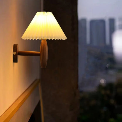 DecorBites™ Cream PVC LED Wall Lamps Japanese Walnut Wood Applique Murale