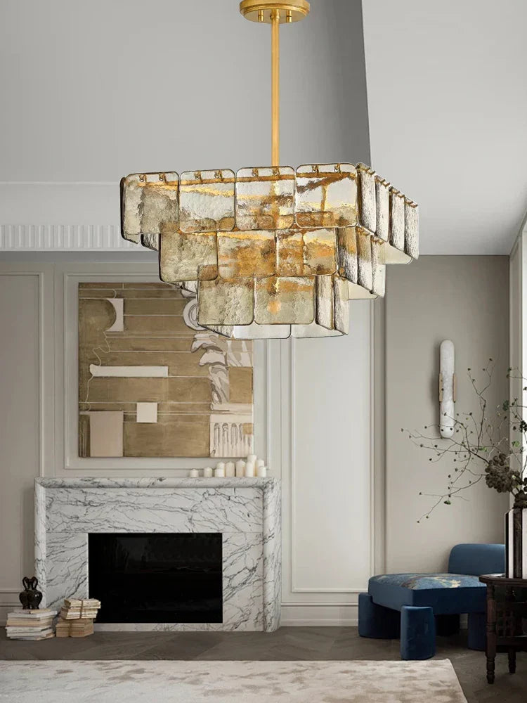 Gold Luxe Glass Chandelier