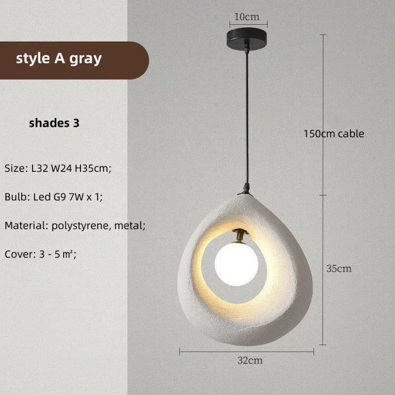 Chrome Nordic Pendant Light Gray Shade Dining