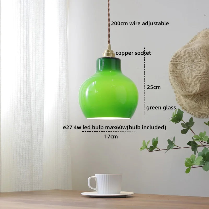 DecorBites™ Green Glass LED Pendant Lights Modern Hanging Lamp Home Decor
