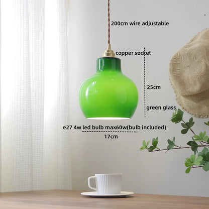 DecorBites™ Green Glass LED Pendant Lights Modern Hanging Lamp Home Decor
