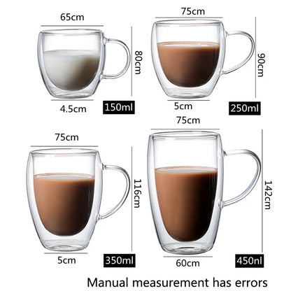 DecorBites™ Double Wall Glass Coffee Cup Espresso Mug Heat Resistant Cocktail Wine Beer Mug