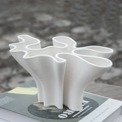 DecorBites™ Geometric Fold Ceramic Vase: Abstract Handicraft Sculpture for Home Decoration