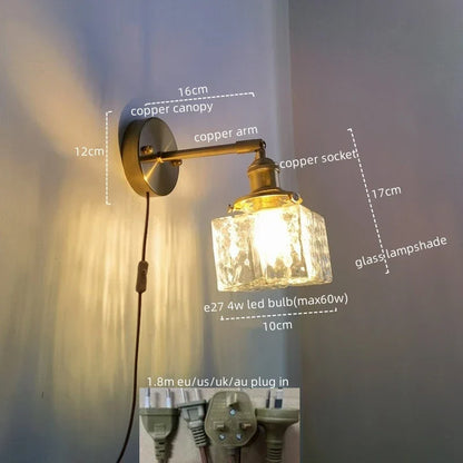 DecorBites™ Glass Copper LED Wall Lamp Modern Corridor Bedside Light