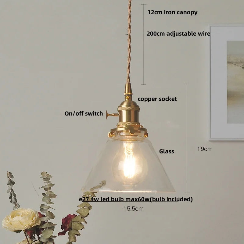 Brass Glass Pendant Light With Clear Shade Dining