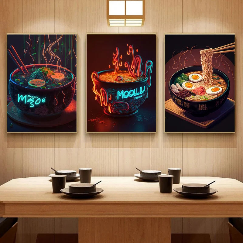 Neon Food Canvas Art