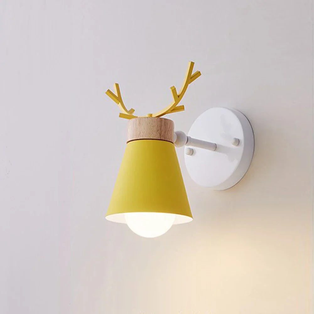 Wooden Antlers Wall Lamp