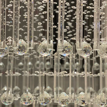DecorBites™ Crystal Ceiling Chandelier: Modern Columnar Square Base Hanging Lamp for Living Room & Staircase