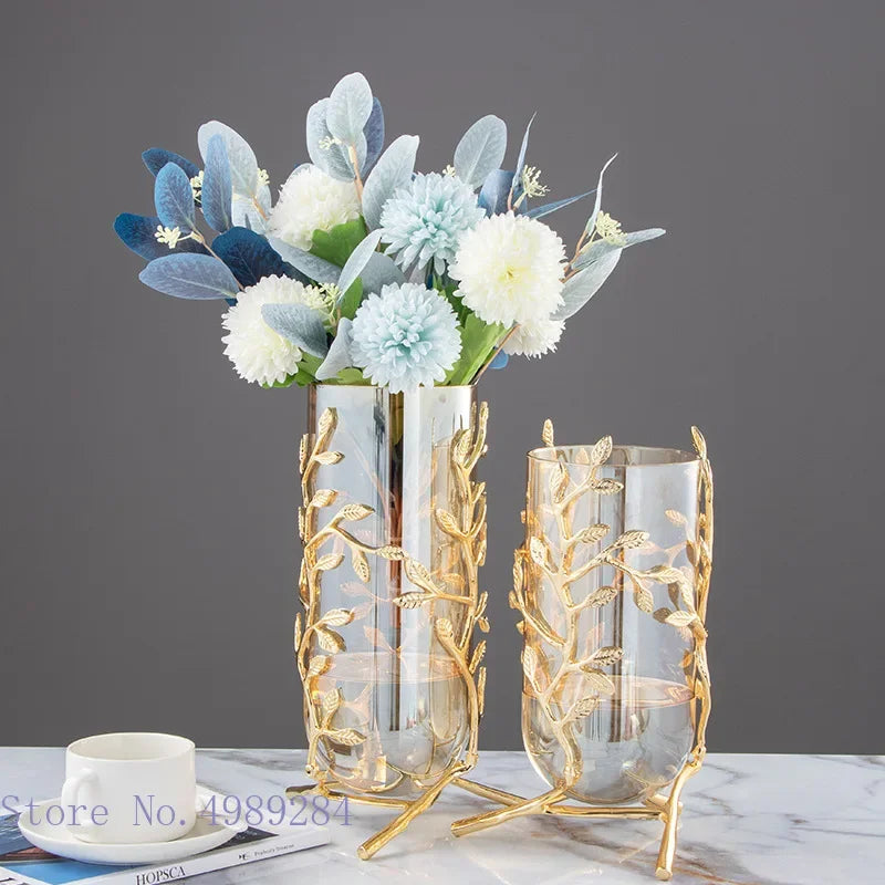 Gold Frame Glass Vase