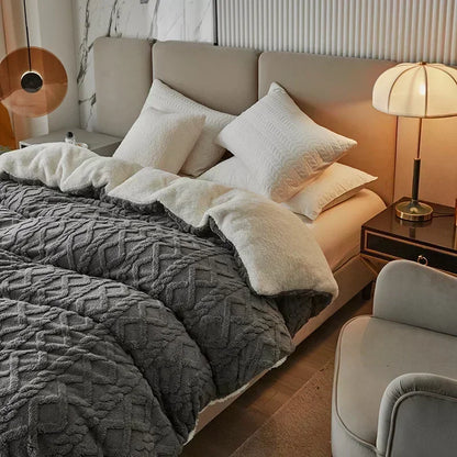 DecorBites™ Cozy Cashmere Blanket Duvet Cover - Soft Warm Fleece Quilt Cover for Beds