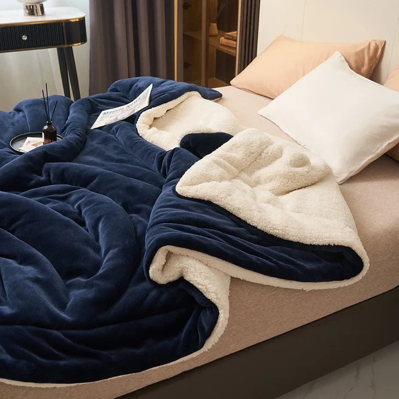 DecorBites™ Double Layer Queen Blanket Super Soft Plush Warm Comfort for Autumn/Winter