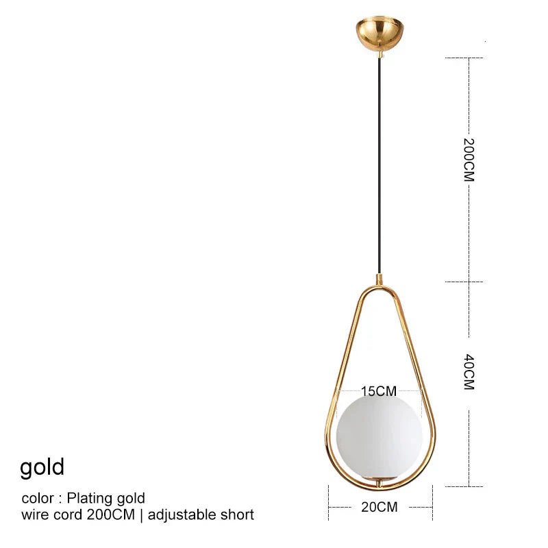 DecorBites™ Glass Ball Pendant Lamp: Elegant Dining Room Light Fixture, Gold Finish