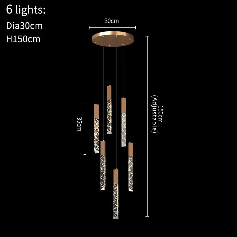 DecorBites™ Crystal LED Chandelier: Stylish Staircase & Living Room Lighting
