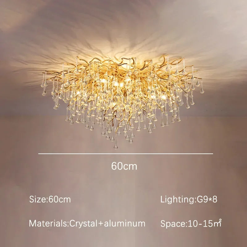 DecorBites™ Crystal Dendritic Chandelier: Modern Luxe for Living Room, Dining Room, Bedroom, Hotel Lobby