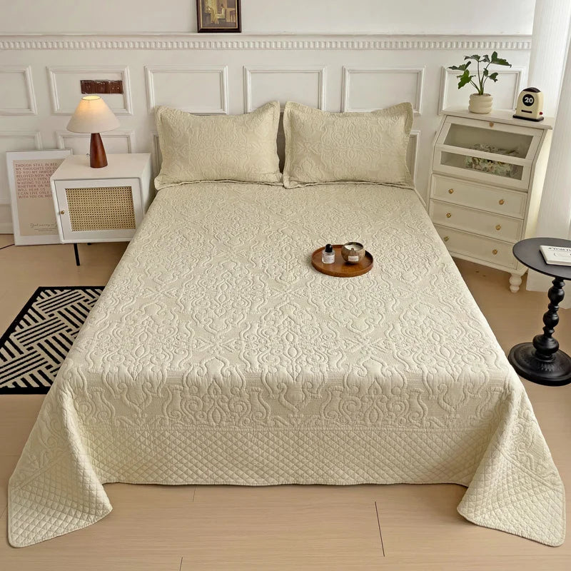 DecorBites™ Cotton Quilted Embroidered Bedspread Set