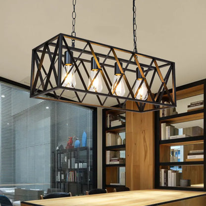 DecorBites™ Industrial Chandelier: Retro Loft Style Pendant Light for Bar, Restaurant, and Retail Settings